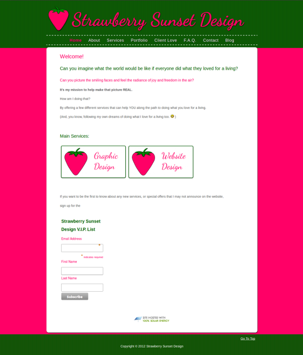 Strawberry Sunset Design Website Design