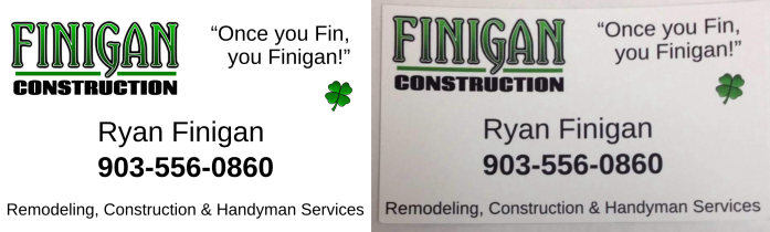 Finigan's Construction Business Cards